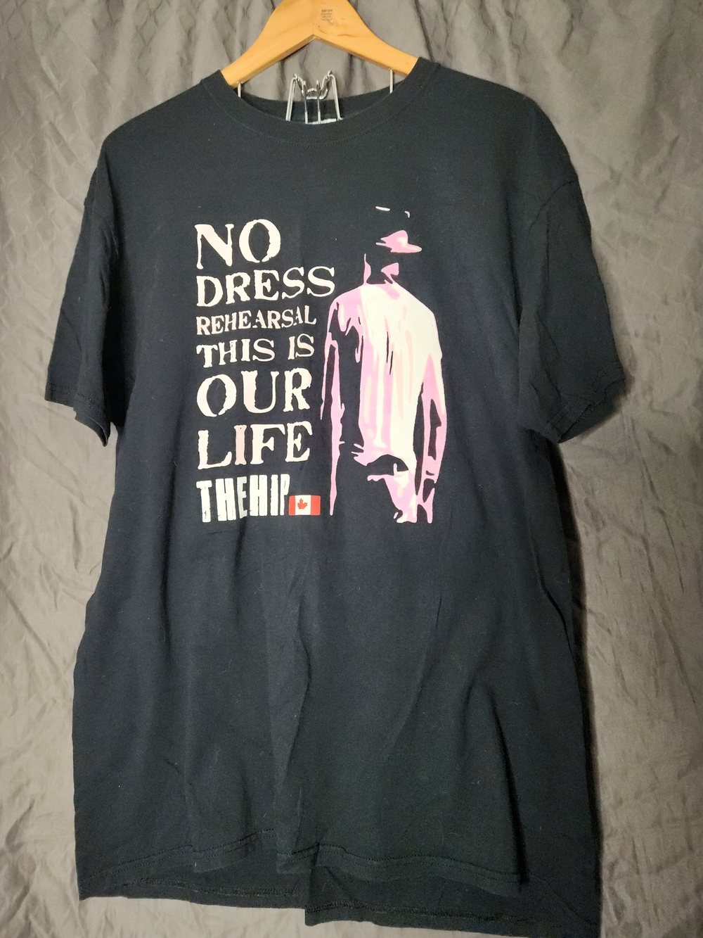 Fruit of the Loom Black Tee with Pink Silhouette and White Text